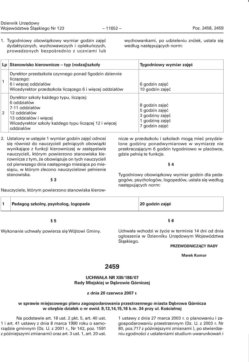 norm: Lp Stanowisko kierownicze typ (rodzaj)szkoły Tygodniowy wymiar zajęć 1 2 Dyrektor przedszkola czynnego ponad 5godzin dziennie liczącego: 6 i więcej oddziałów Wicedyrektor przedszkola liczącego