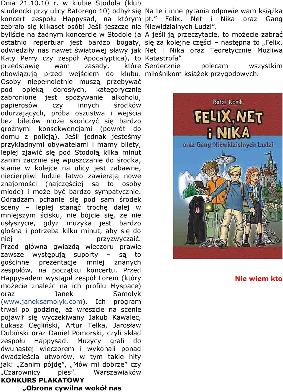 zasady, które obowiązują przed wejściem do klubu.
