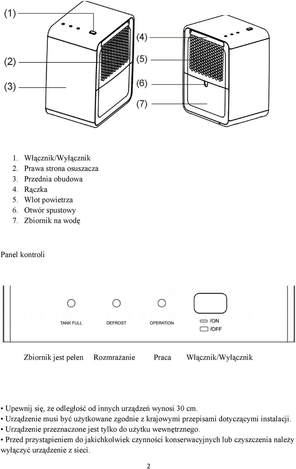 urządzeń wynosi 30 cm. Urządzenie musi być użytkowane zgodnie z krajowymi przepisami dotyczącymi instalacji.