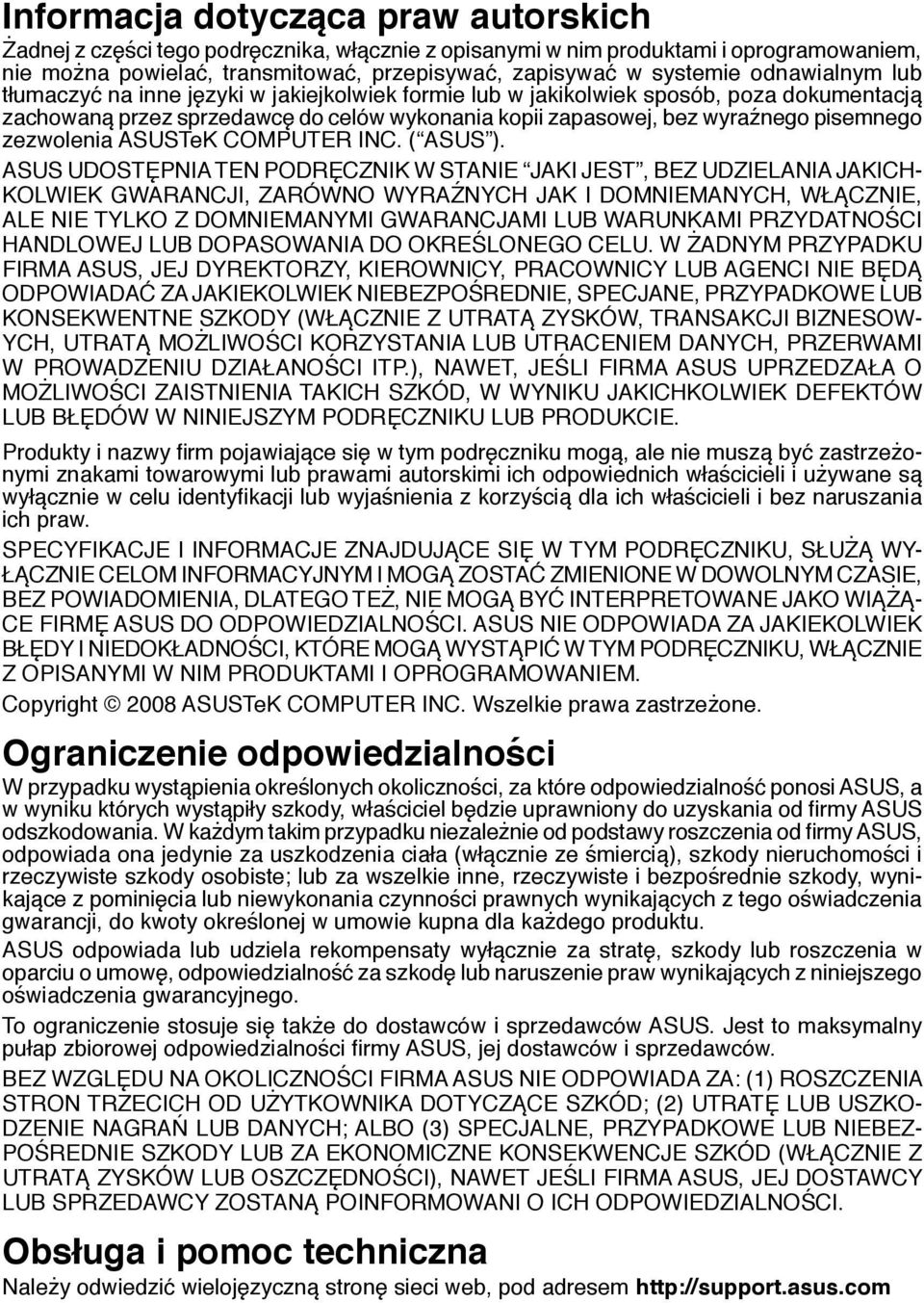zezwolenia ASUSTeK COMPUTER INC. ( ASUS ).