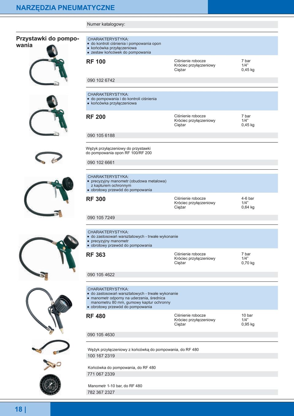 precyzyjny manometr (obudowa metalowa) z kapturem ochronnym obrotowy przewód do pompowania RF 300 Króciec przy³¹czeniowy 4-6 bar /4 0,64 kg 090 05 749 do zastosowañ warsztatowych - trwa³e wykonanie