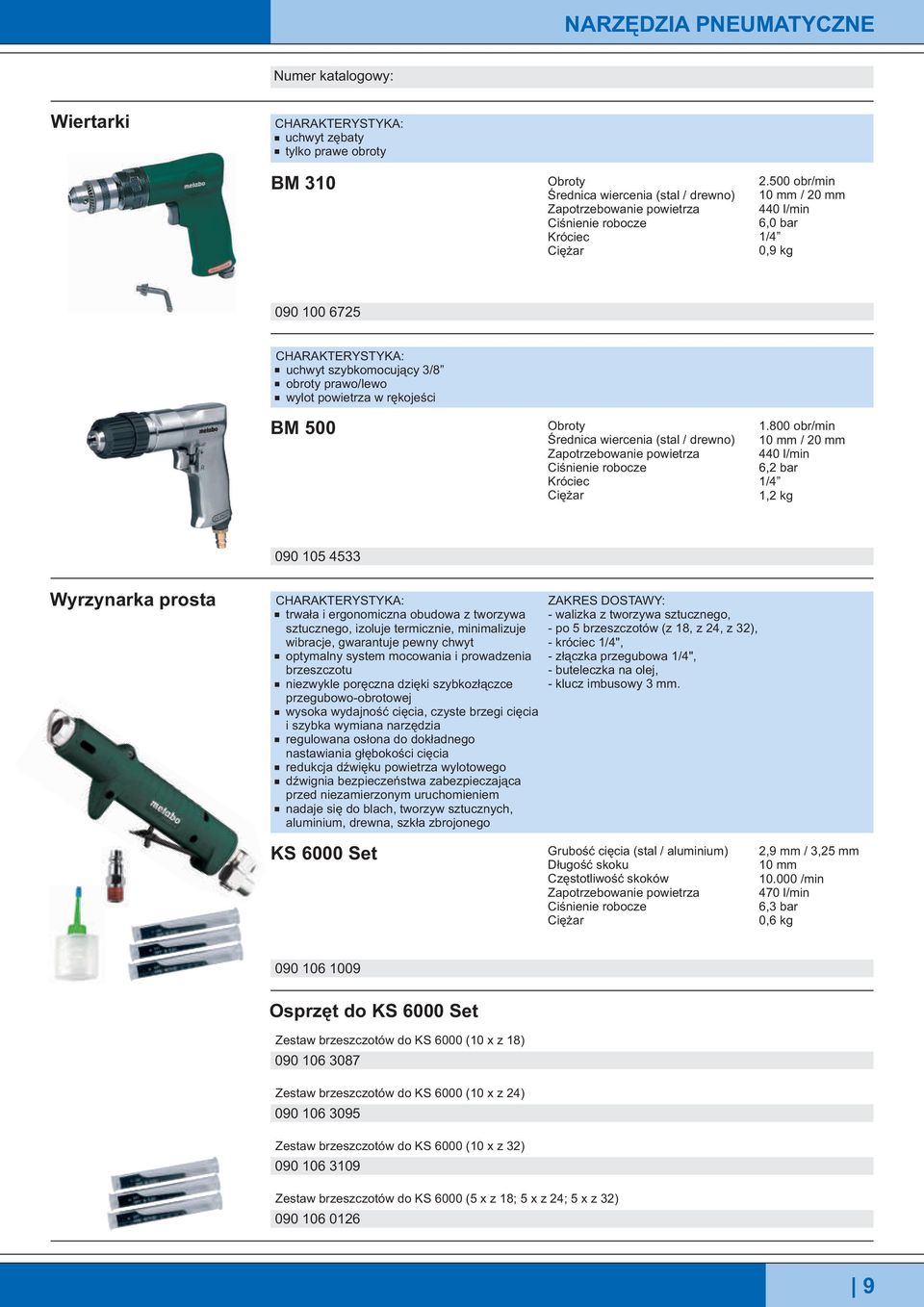 800 obr/min 0 mm / 0 mm 440 l/min 6, bar /4, kg 090 05 4533 Wyrzynarka prosta trwa³a i ergonomiczna obudowa z tworzywa sztucznego, izoluje termicznie, minimalizuje wibracje, gwarantuje pewny chwyt