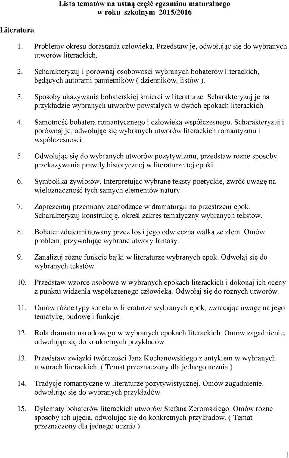 Samotność bohatera romantycznego i człowieka współczesnego. Scharakteryzuj i porównaj je, odwołując się wybranych utworów literackich romantyzmu i współczesności. 5.