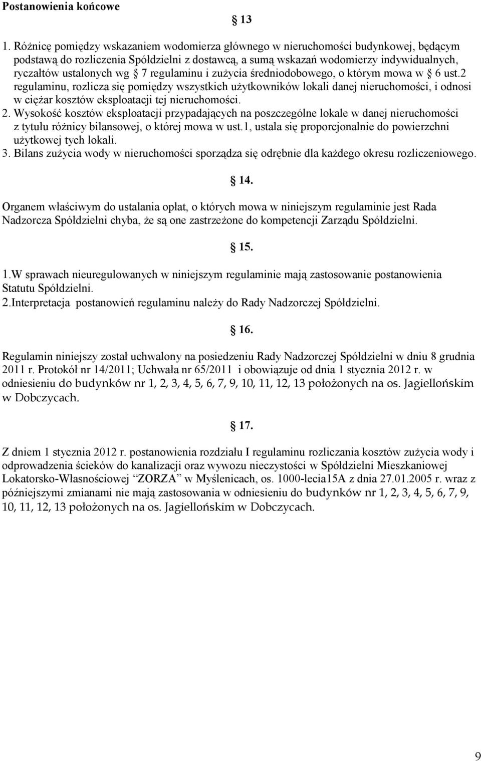 regulaminu i zużycia średniodobowego, o którym mowa w 6 ust.