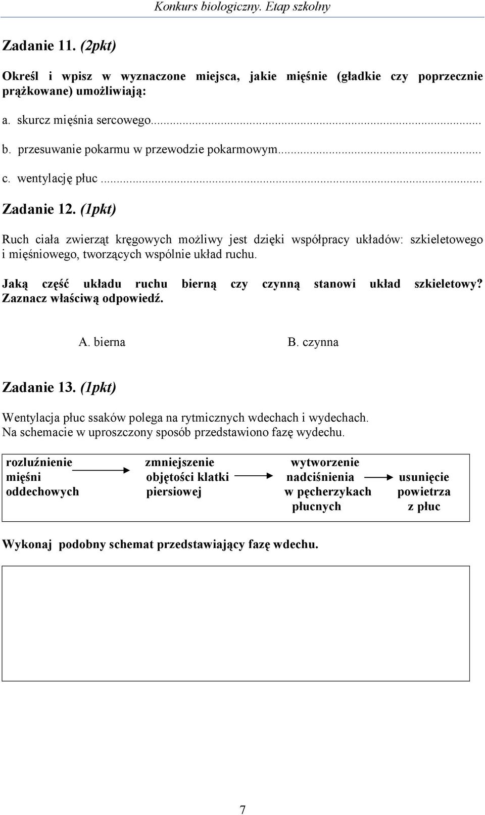 Jaką część układu ruchu bierną czy czynną stanowi układ szkieletowy? Zaznacz właściwą odpowiedź. A. bierna B. czynna Zadanie 13.