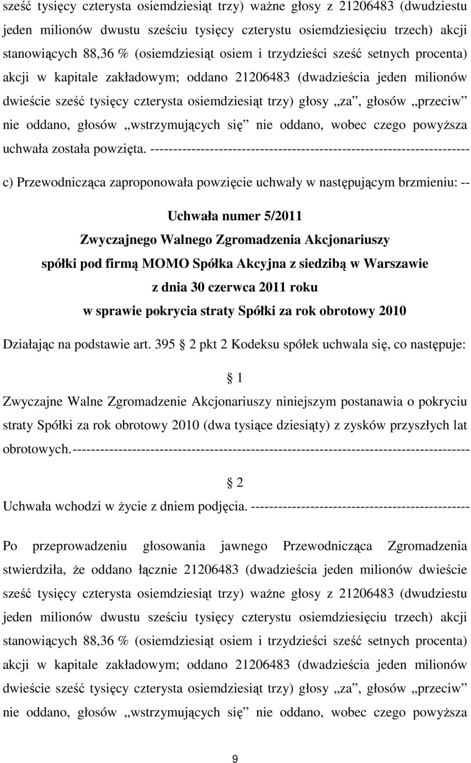 Spółki za rok obrotowy 2010 Działając na podstawie art.