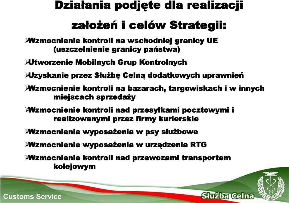 targowiskach i w innych miejscach sprzedaży Wzmocnienie kontroli nad przesyłkami pocztowymi i realizowanymi przez firmy kurierskie