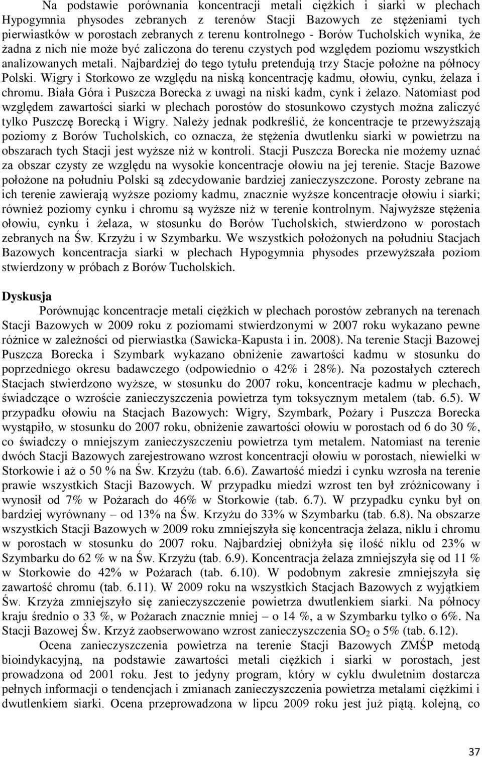 Najbardziej do tego tytułu pretendują trzy Stacje położne na północy Polski. Wigry i Storkowo ze względu na niską koncentrację kadmu, ołowiu, cynku, żelaza i chromu.