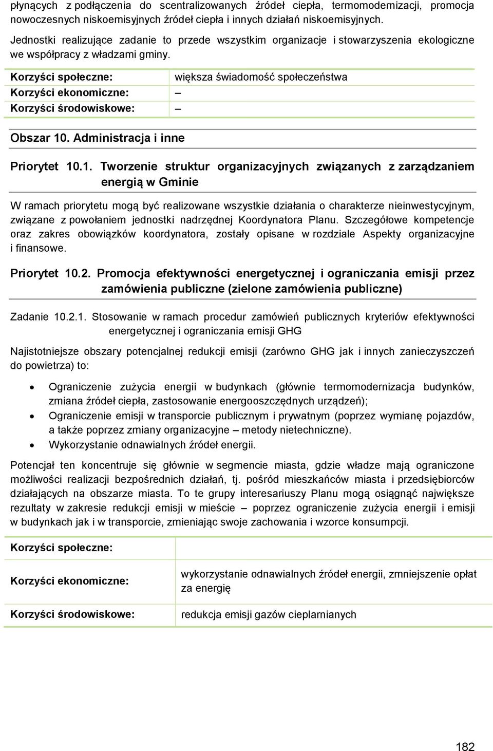 Administracja i inne większa świadomość społeczeństwa Priorytet 10