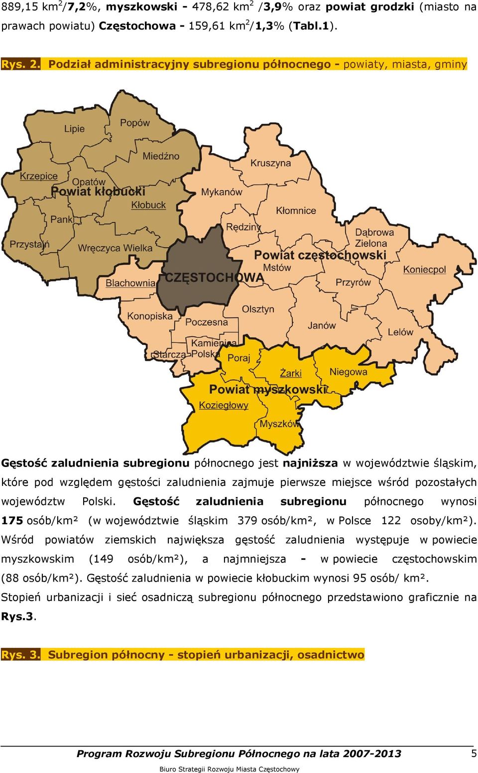 /3,9% oraz powiat grodzki (miasto na prawach powiatu) Częstochowa - 159,61 km 2 