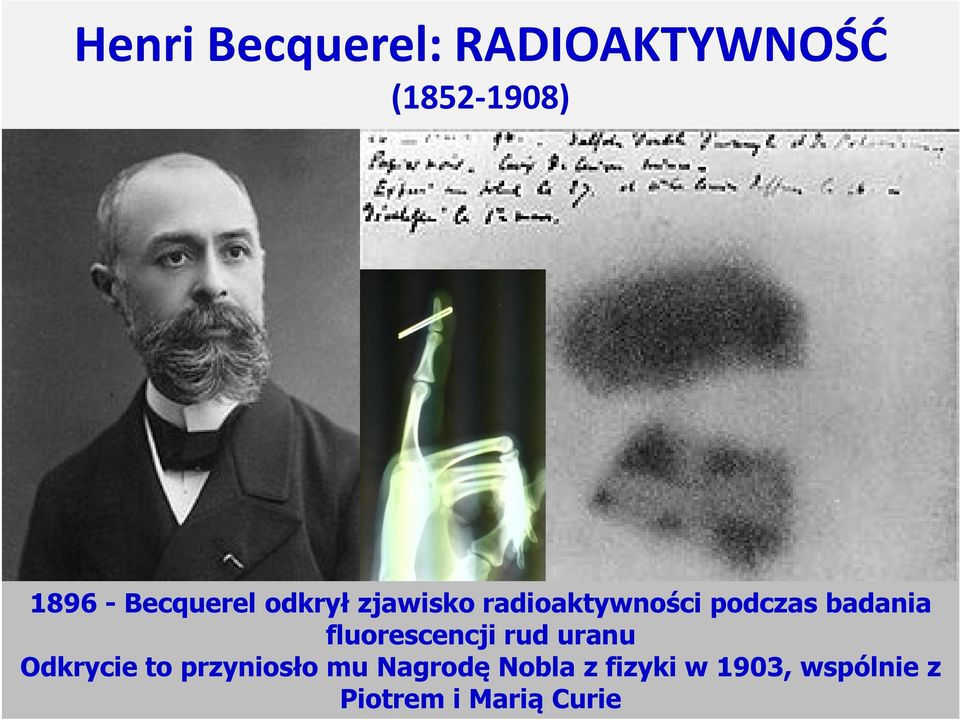 badania fluorescencji rud uranu Odkrycie to przyniosło