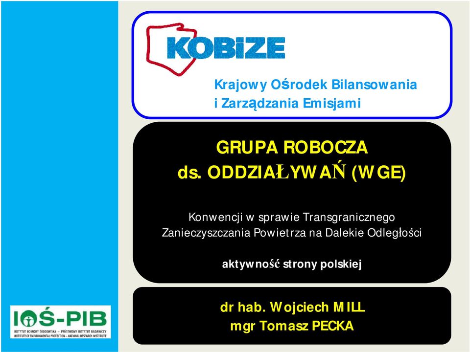 ODDZIAŁYWAŃ (WGE) Konwencji w sprawie Transgranicznego