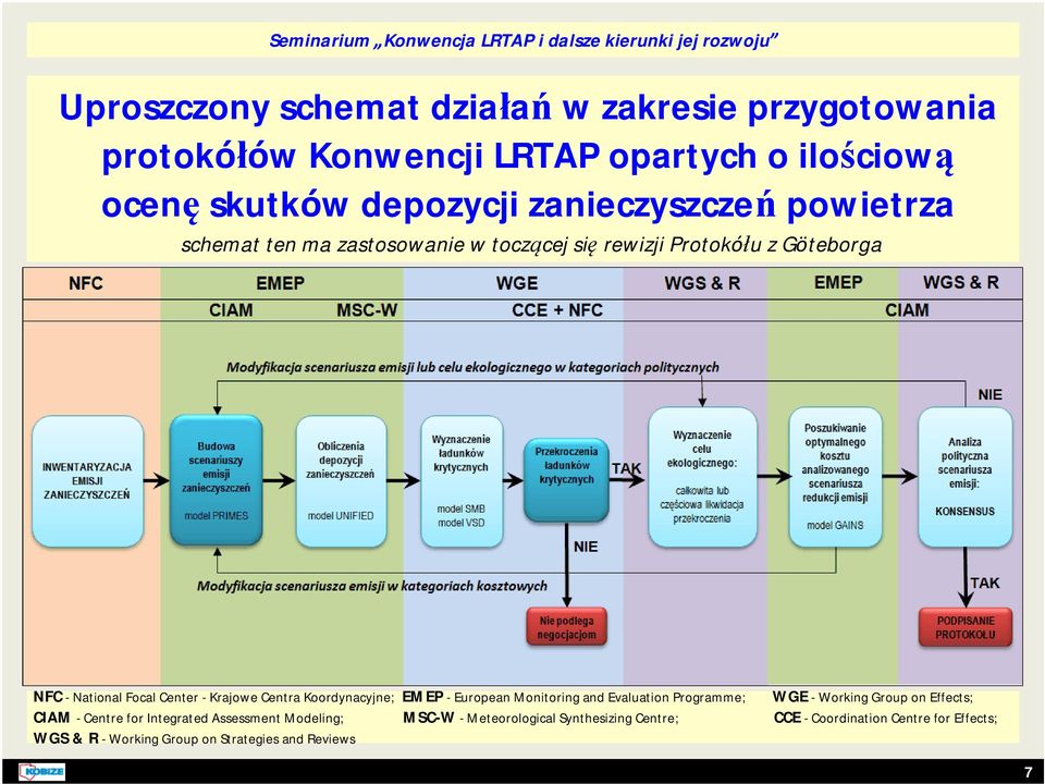 Centra Koordynacyjne; EMEP -European Monitoring and Evaluation Programme; WGE -Working Group on Effects; CIAM -Centre for Integrated