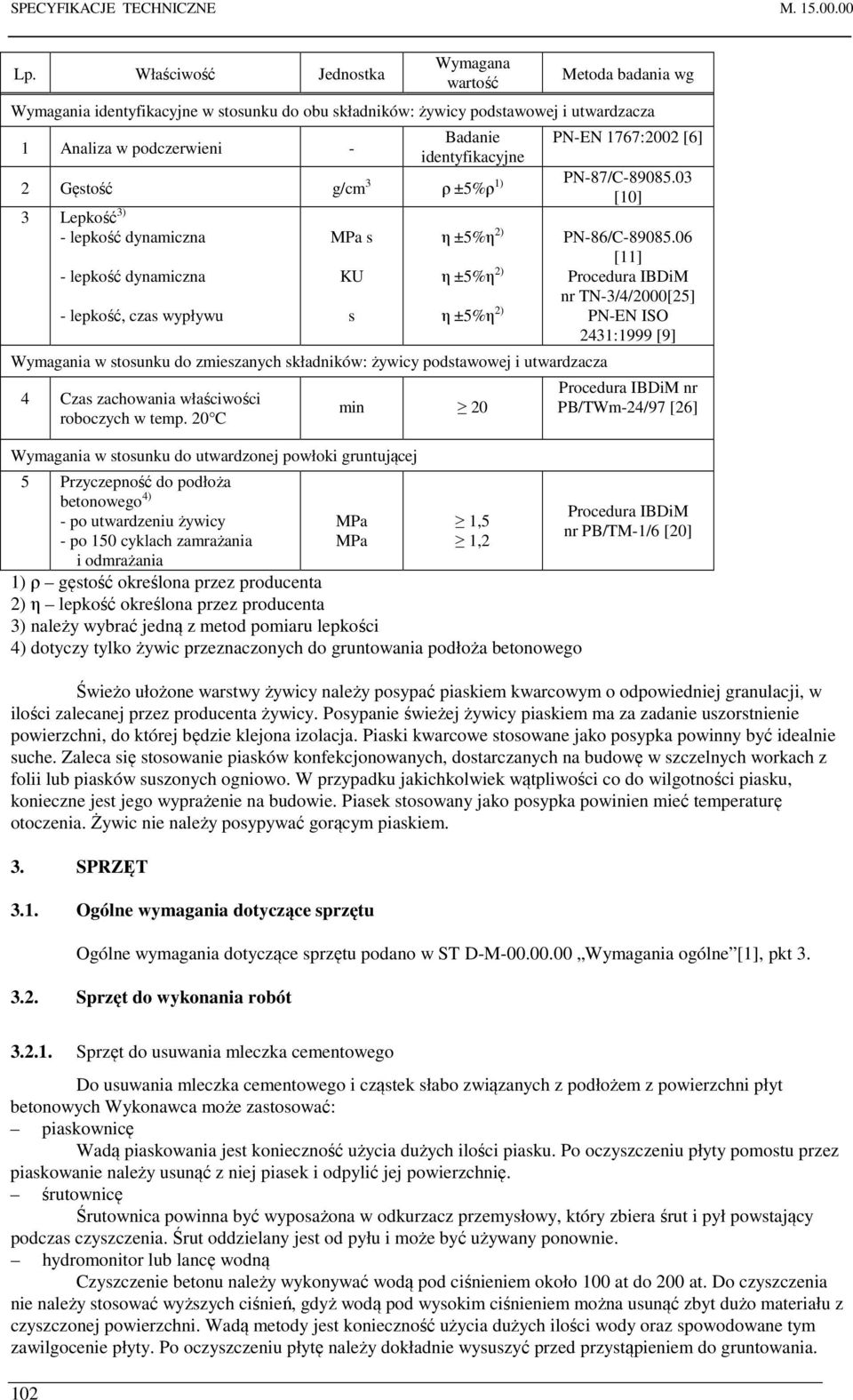 PN-EN 1767:2002 [6] 2 Gęstość g/cm 3 ρ ±5%ρ 1) PN-87/C-89085.