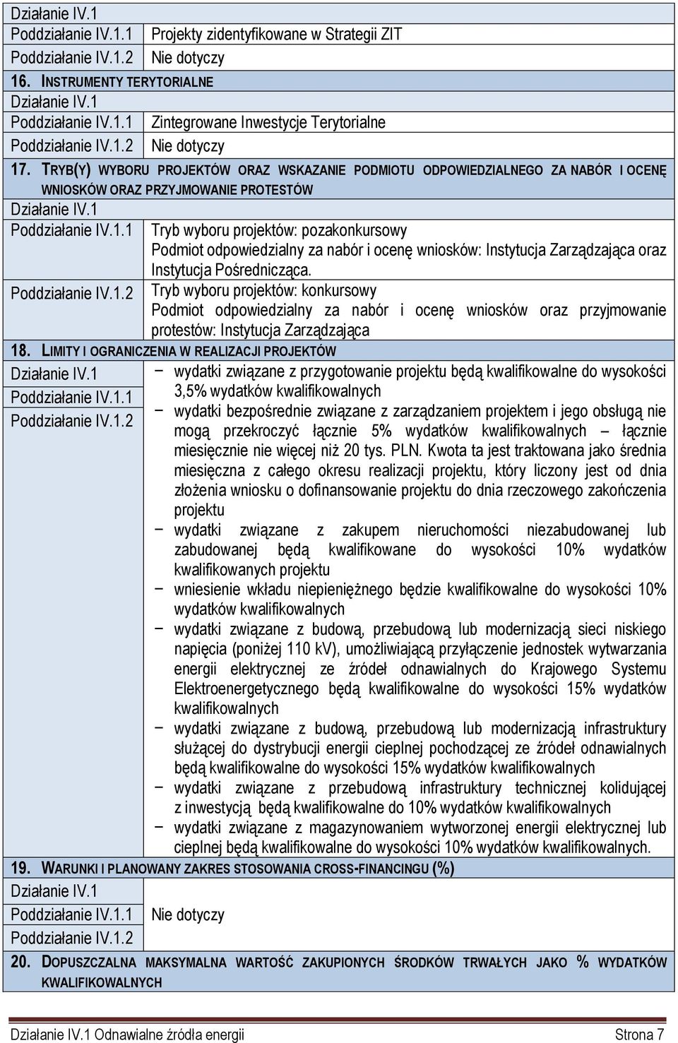 Poddziałanie IV.1.1 Poddziałanie IV.1.2 Tryb wyboru projektów: pozakonkursowy Podmiot odpowiedzialny za nabór i ocenę wniosków: Instytucja Zarządzająca oraz Instytucja Pośrednicząca.