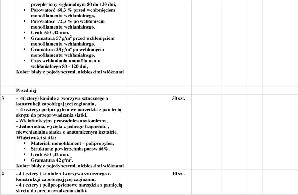 siatki, - Wielofunkcyjna prowadnica anatomiczna, - Jednorodna, wycięta z jednego fragmentu, niewchłanialna siatka o anatomicznym kształcie.