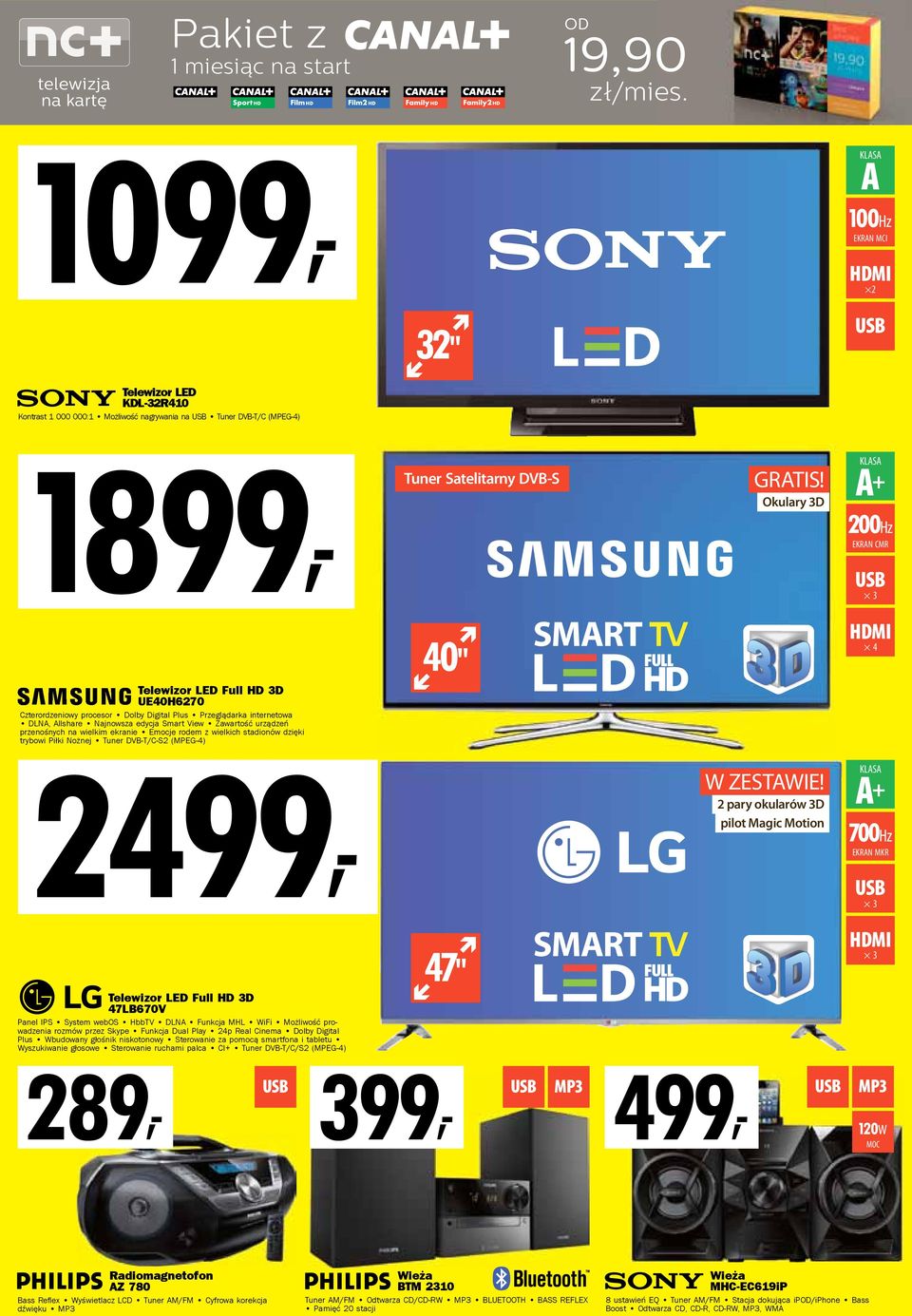 LED Full HD 3D UE40H6270 Czterordzeniowy procesor Dolby Digital Plus Przeglądarka internetowa DLNA, Allshare Najnowsza edycja Smart View Zawartość urządzeń przenośnych na wielkim ekranie Emocje rodem