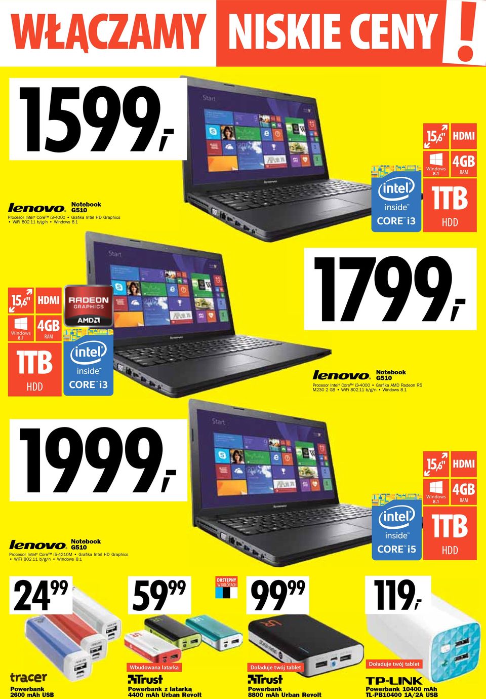 1 1999, Notebook G510 Procesor Intel Core i5-4210m Grafi ka Intel HD Graphics WiFi 802.11 b/g/n Windows 8.1 15,6" Windows 8.