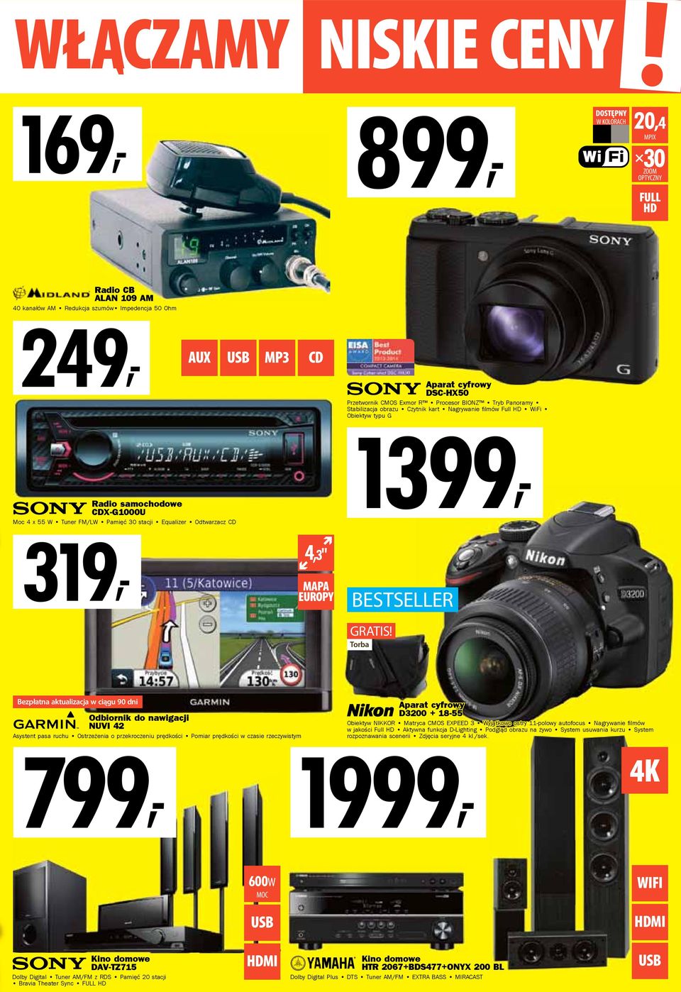 Odtwarzacz CD 319, 4,3" MAPA EUROPY BESTSELLER GRATIS Torba Bezpłatna aktualizacja w ciągu 90 dni Odbiornik do nawigacji NUVI 42 Asystent pasa ruchu Ostrzeżenia o przekroczeniu prędkości Pomiar