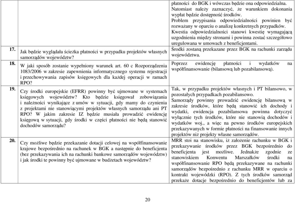Czy środki europejskie (EFRR) powinny być ujmowane w systemach księgowych województw?