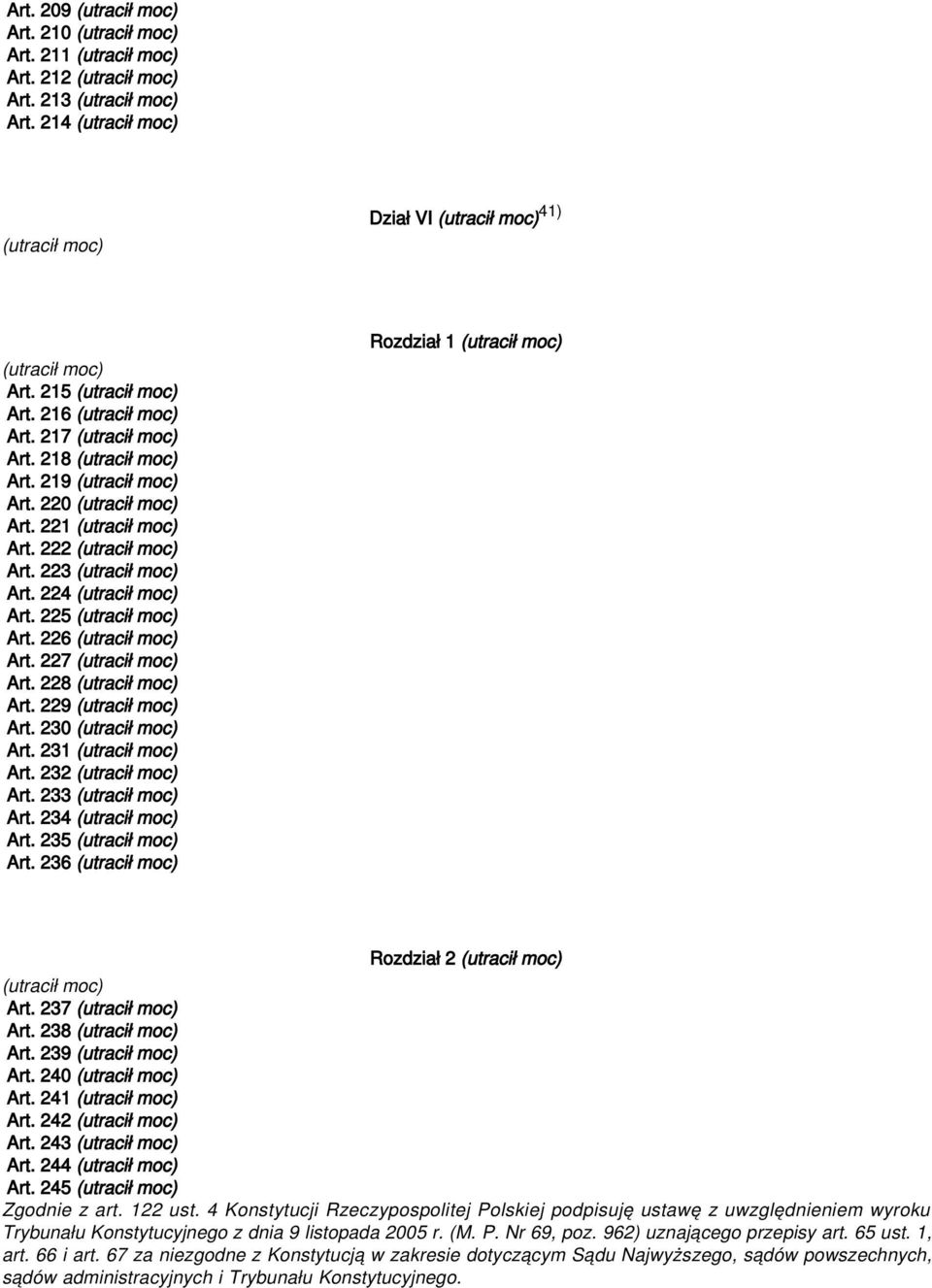 245 Zgodnie z art. 122 ust. 4 Konstytucji Rzeczypospolitej Polskiej podpisuję ustawę z uwzględnieniem wyroku Trybunału Konstytucyjnego z dnia 9 listopada 2005 r. (M. P. Nr 69, poz.