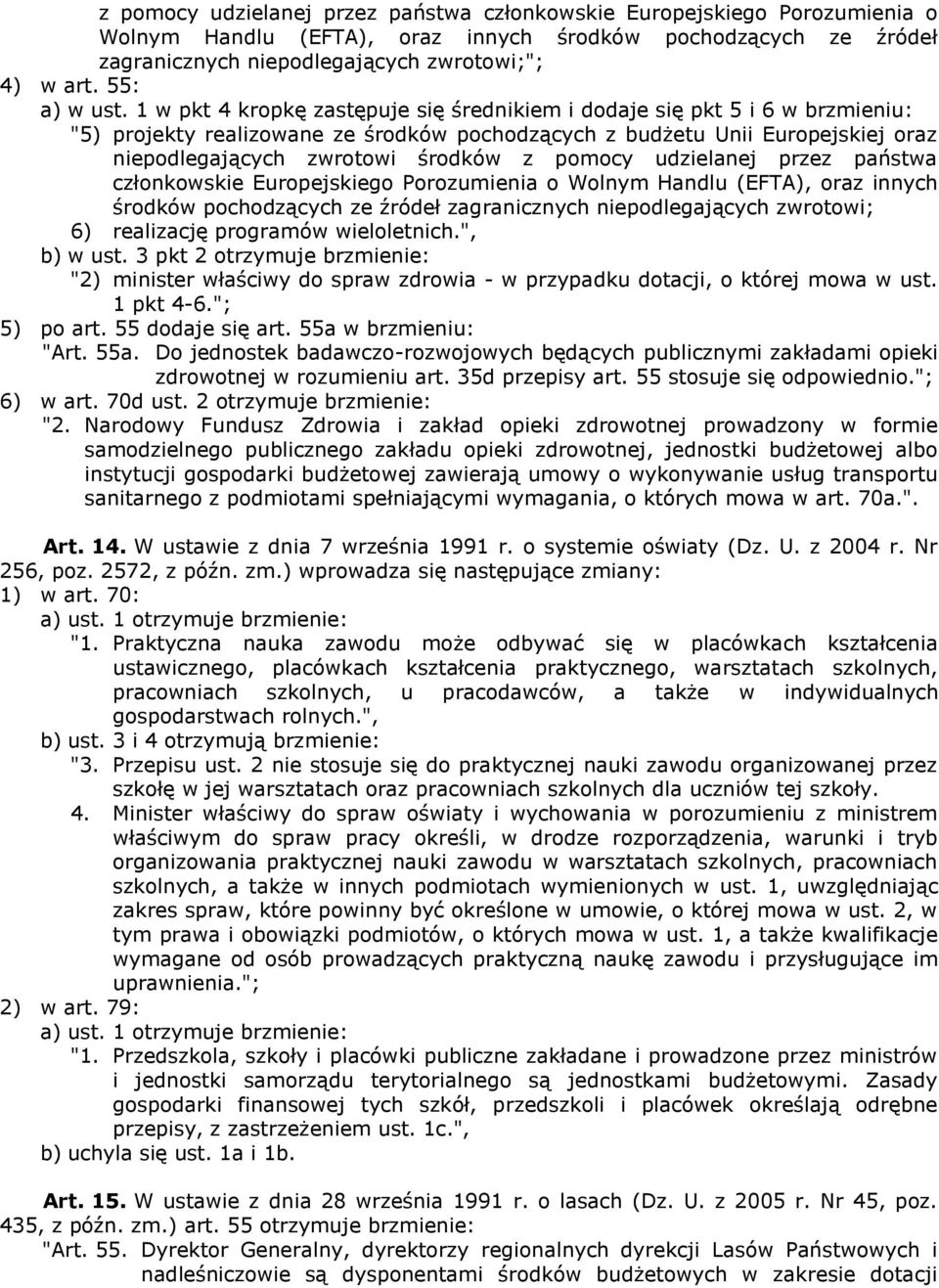 1 w pkt 4 kropkę zastępuje się średnikiem i dodaje się pkt 5 i 6 w brzmieniu: "5) projekty realizowane ze środków pochodzących z budżetu Unii Europejskiej oraz niepodlegających zwrotowi środków z