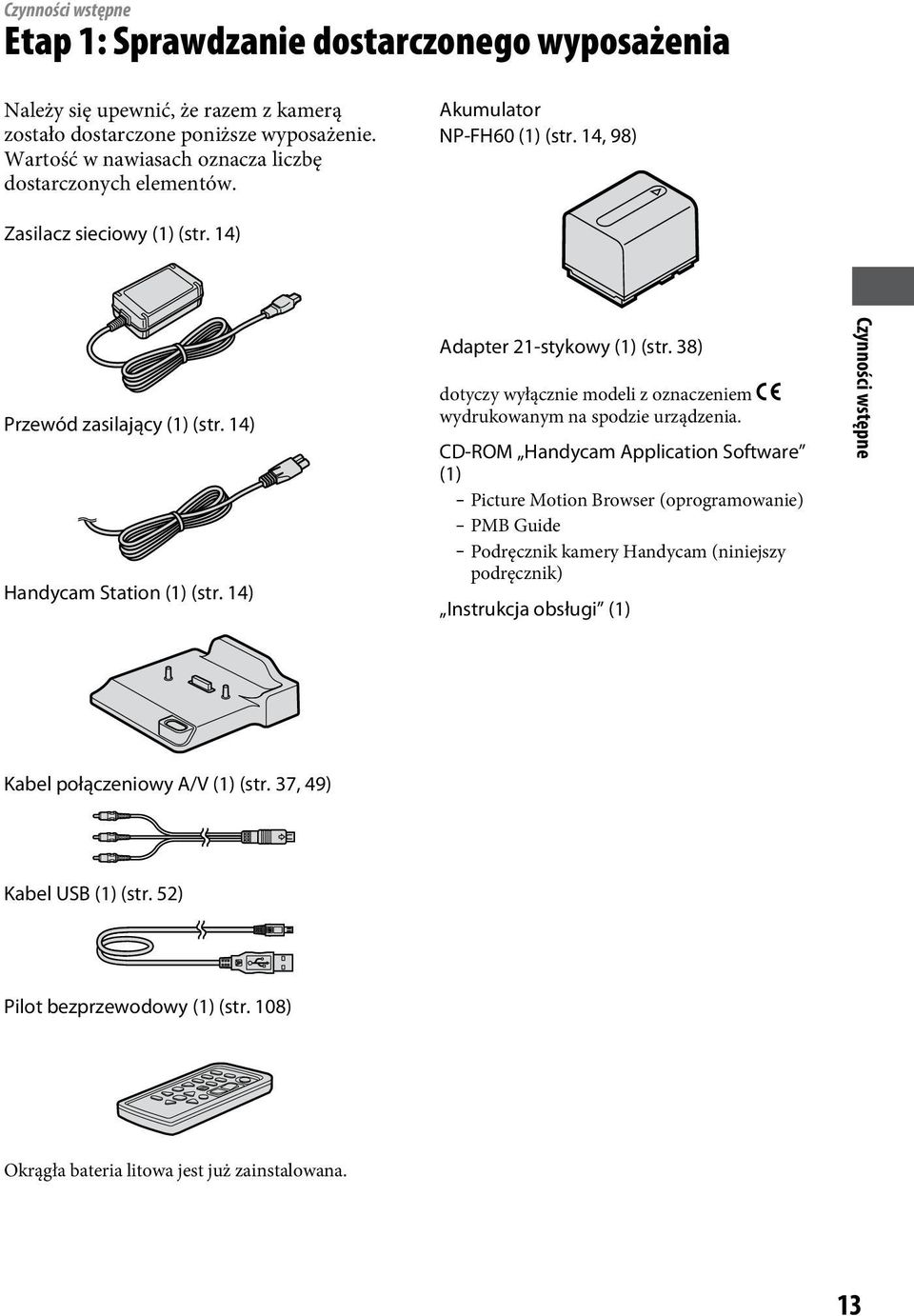 14) Adapter 21-stykowy (1) (str. 38) dotyczy wyłącznie modeli z oznaczeniem wydrukowanym na spodzie urządzenia.