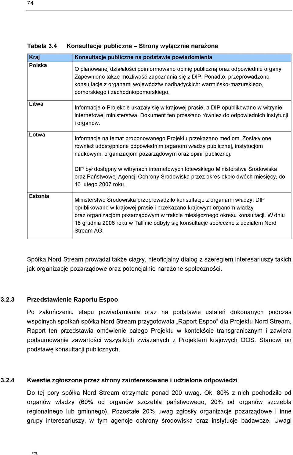 organy. Zapewniono także możliwość zapoznania się z DIP. Ponadto, przeprowadzono konsultacje z organami województw nadbałtyckich: warmińsko-mazurskiego, pomorskiego i zachodniopomorskiego.