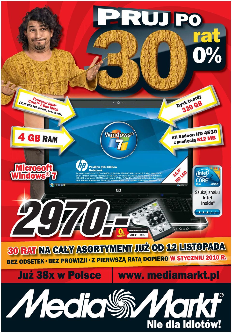 wejście HDMI, pilot, system operacyjny Windows HP.