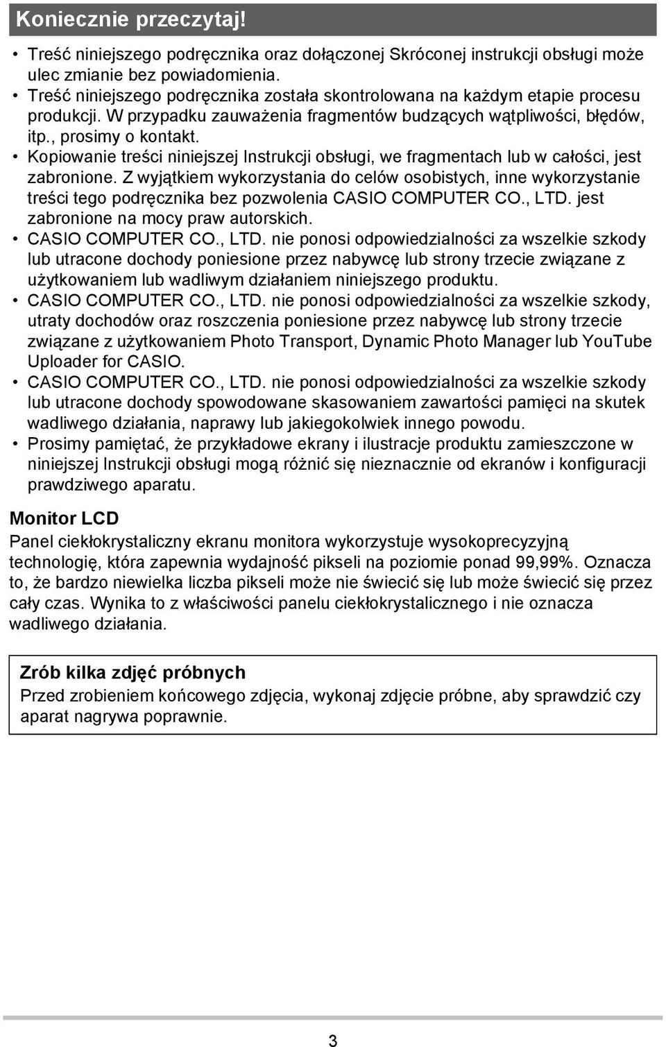 Kopiowanie treści niniejszej Instrukcji obsługi, we fragmentach lub w całości, jest zabronione.