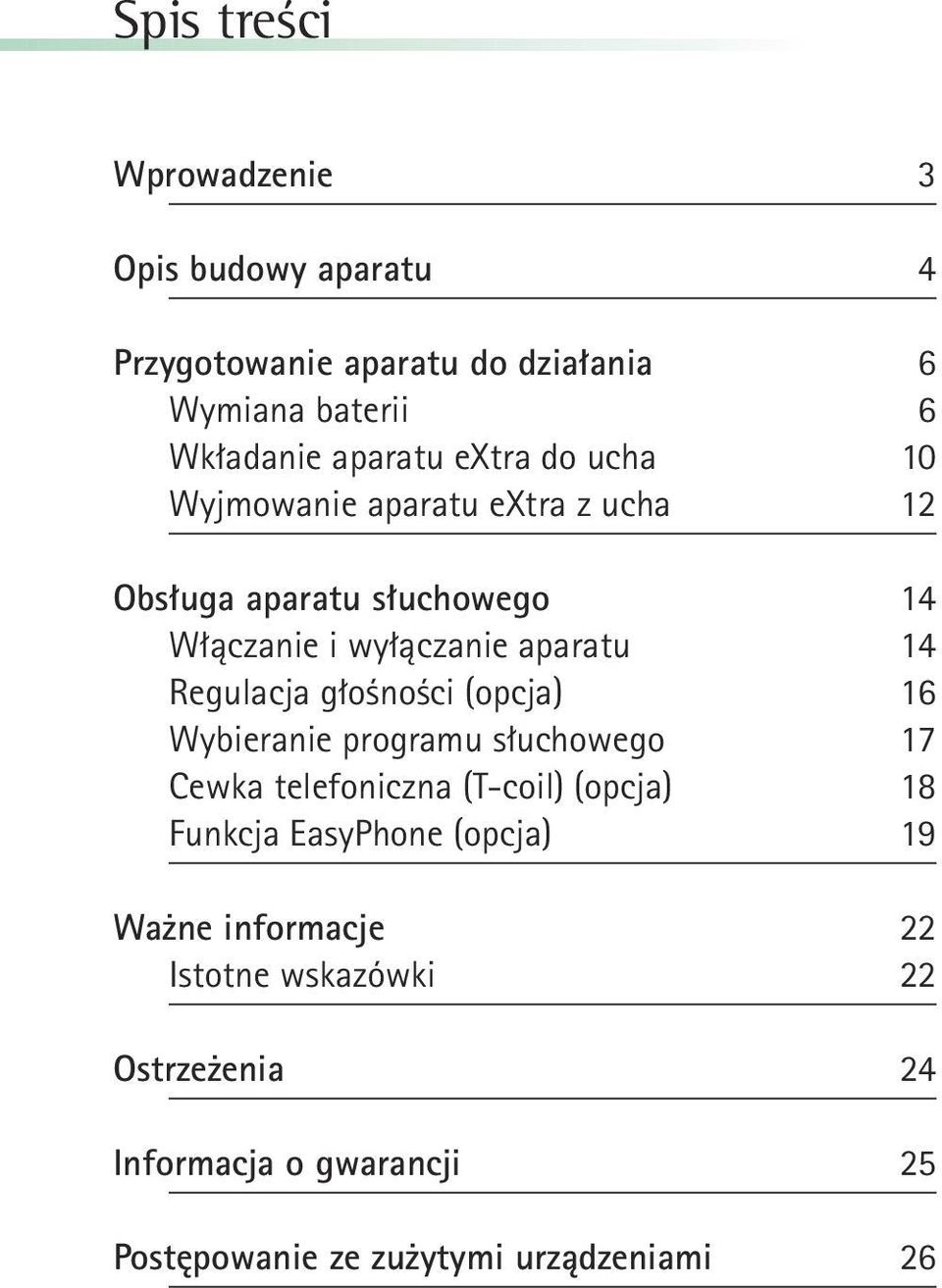 Regulacja głośności (opcja) 16 Wybieranie programu słuchowego 17 Cewka telefoniczna (T-coil) (opcja) 18 Funkcja EasyPhone