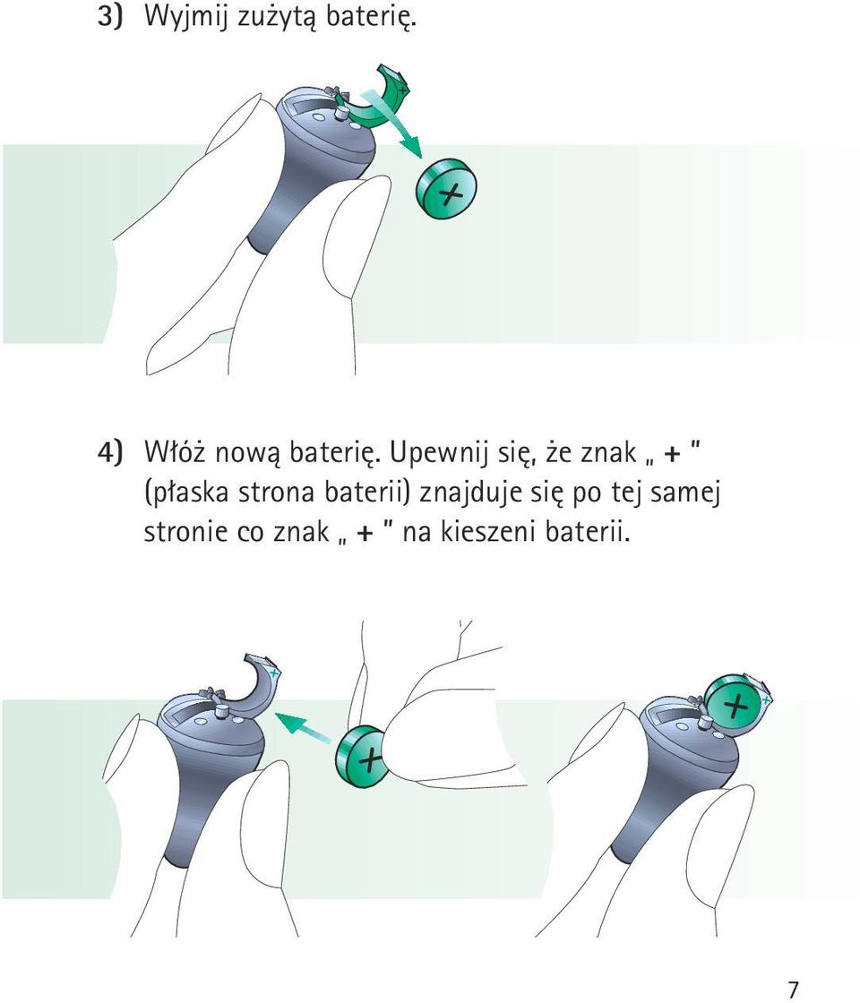 Upewnij się, że znak + (płaska strona