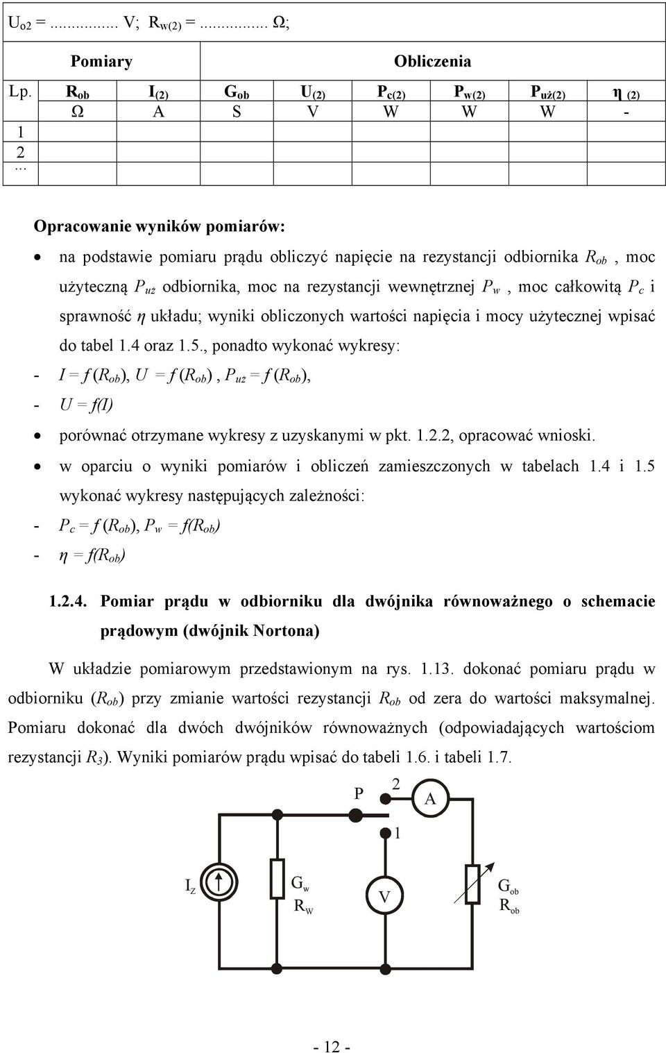 enętrznej, mc całkitą c i spranść η układu; yniki licznych artści napięcia i mcy użytecznej pisać d tabel.4 raz.5.