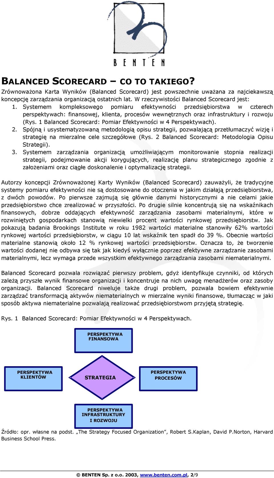 Systemem kompleksowego pomiaru efektywności przedsiębiorstwa w czterech perspektywach: finansowej, klienta, procesów wewnętrznych oraz infrastruktury i rozwoju (Rys.