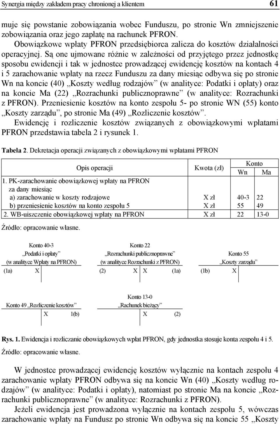 Są one ujmowane różnie w zależności od przyjętego przez jednostkę sposobu ewidencji i tak w jednostce prowadzącej ewidencję kosztów na kontach 4 i 5 zarachowanie wpłaty na rzecz Funduszu za dany