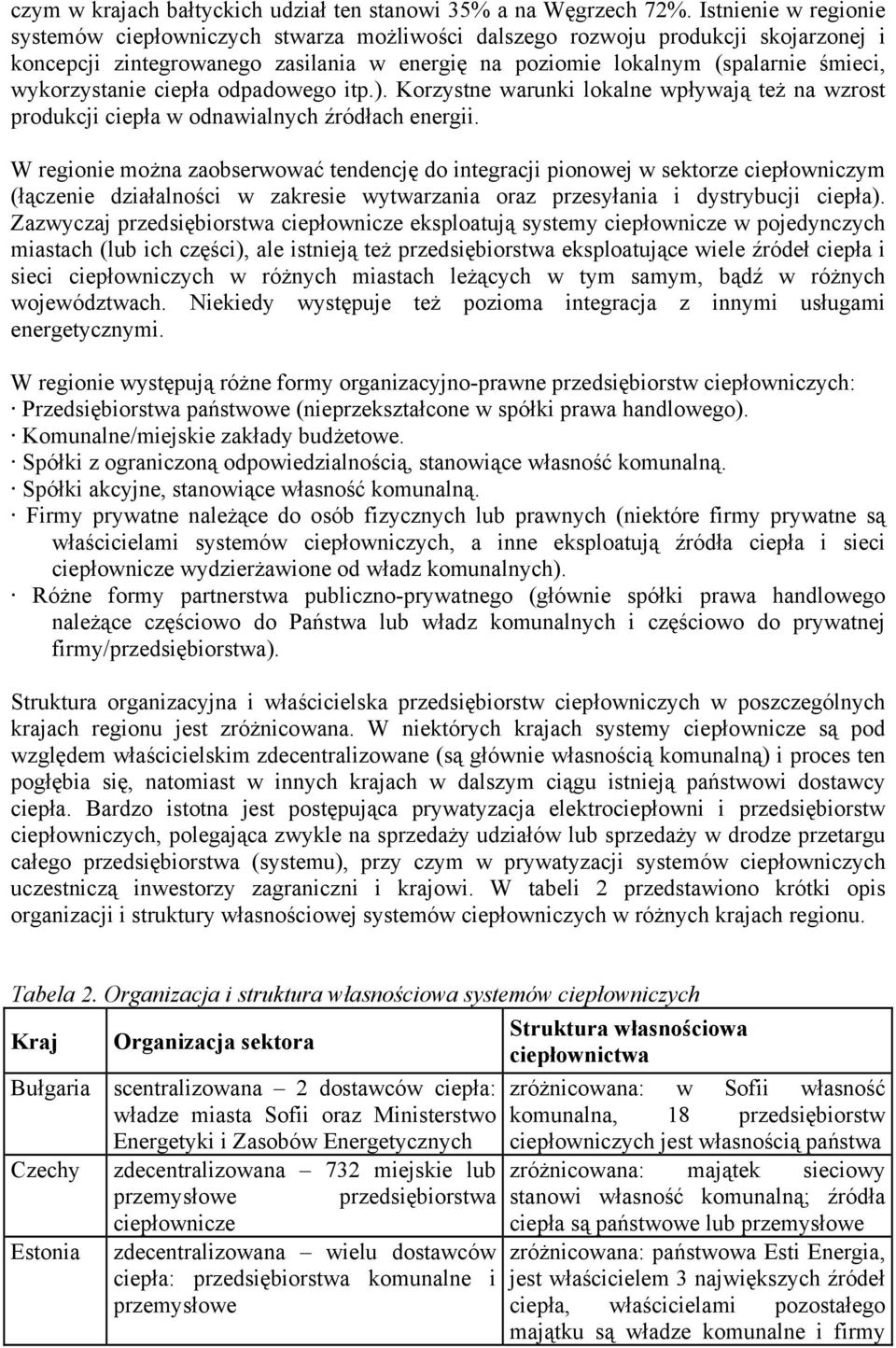 wykorzystanie ciepła odpadowego itp.). Korzystne warunki lokalne wpływają też na wzrost produkcji ciepła w odnawialnych źródłach energii.