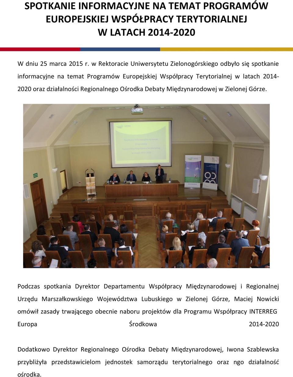 Międzynarodowej w Zielonej Górze.
