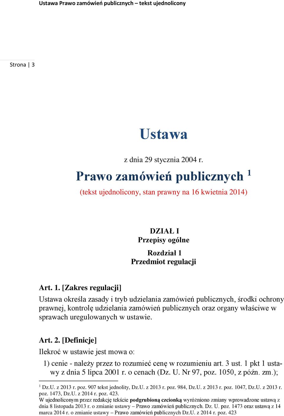 kwietnia 2014) DZIAŁ I Przepisy ogólne Rozdział 1 