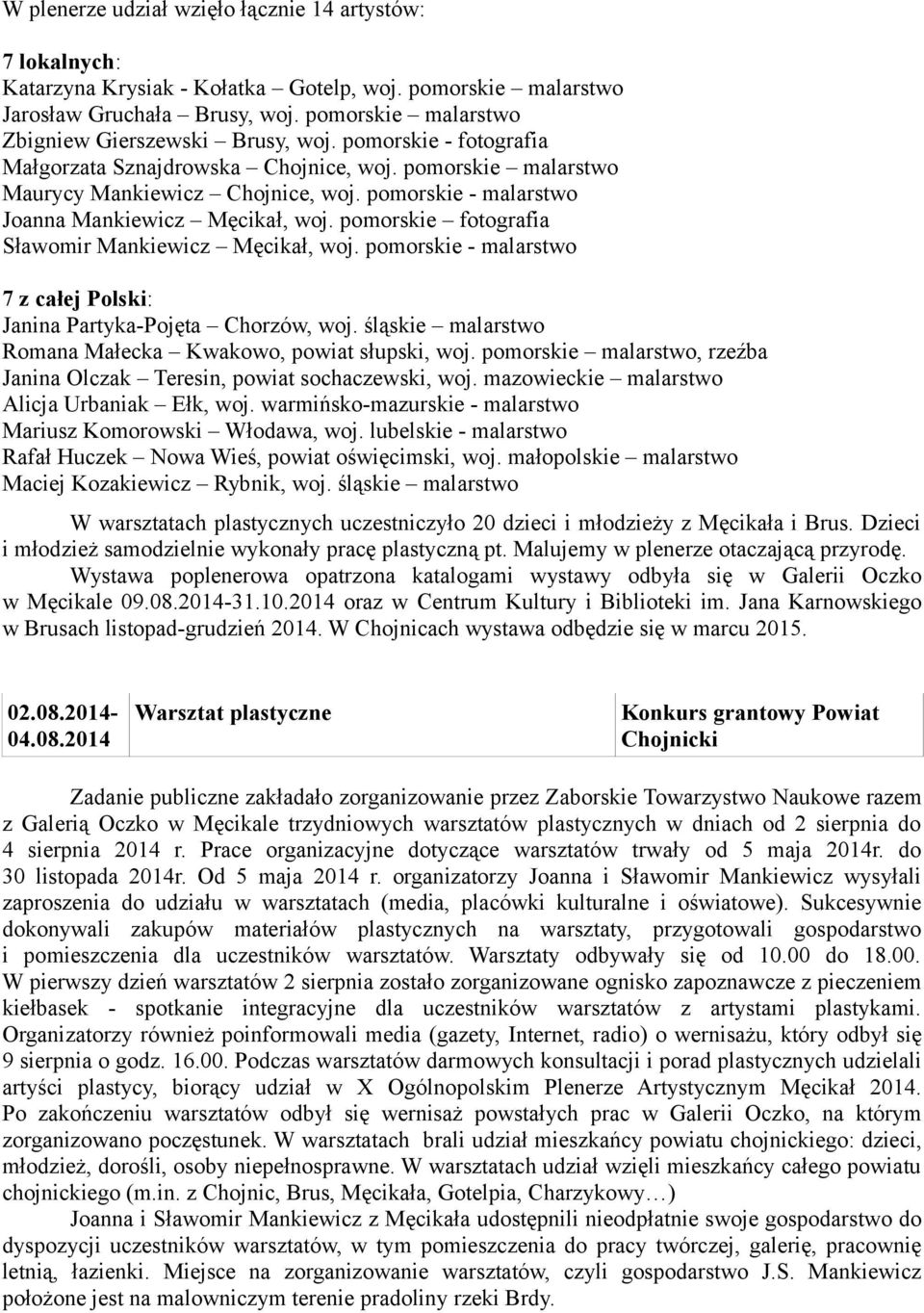pomorskie - malarstwo Joanna Mankiewicz Męcikał, woj. pomorskie fotografia Sławomir Mankiewicz Męcikał, woj. pomorskie - malarstwo 7 z całej Polski: Janina Partyka-Pojęta Chorzów, woj.