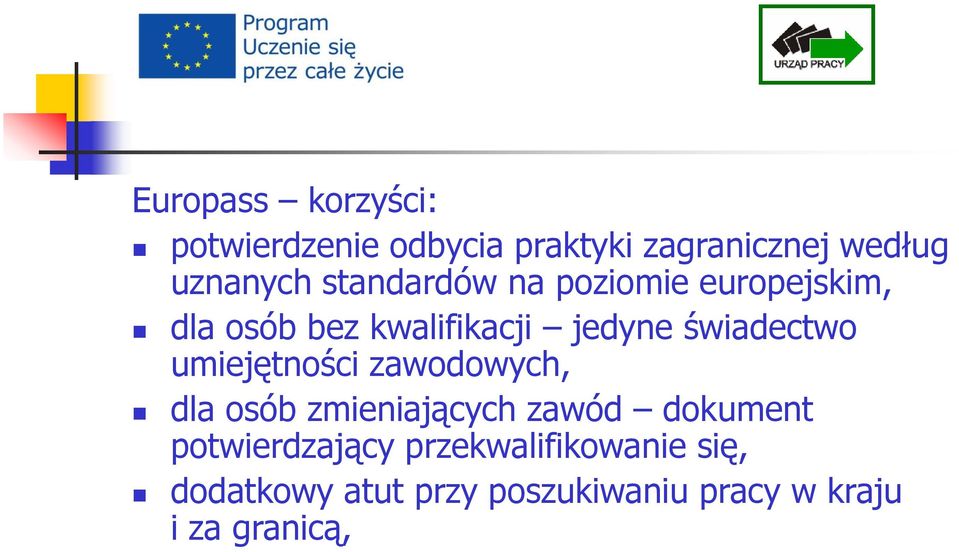 umiejętności zawodowych, dla osób zmieniających zawód dokument potwierdzający