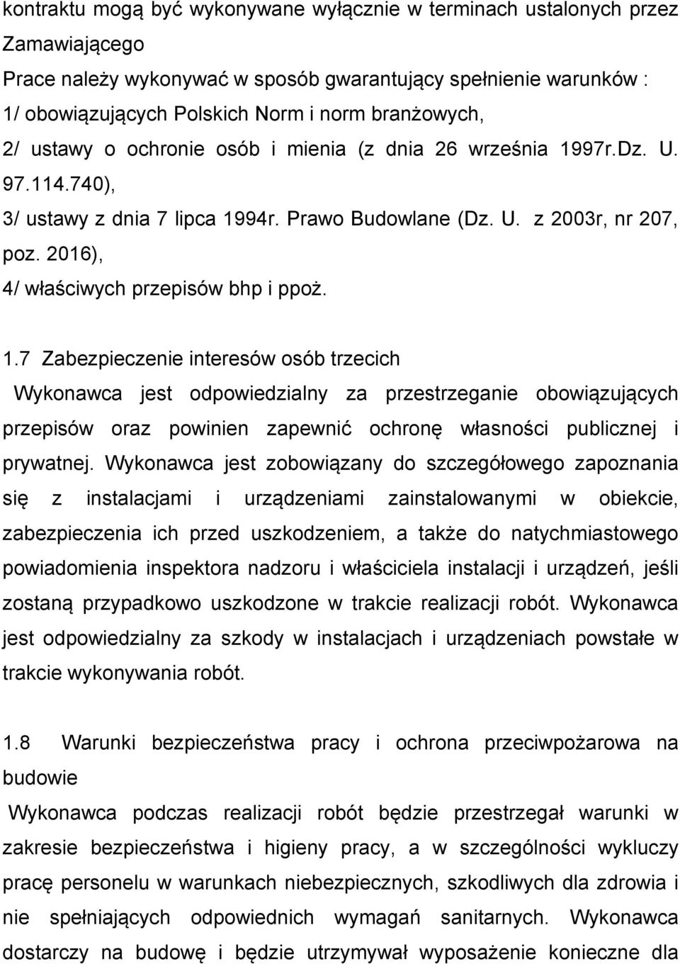 2016), 4/ właściwych przepisów bhp i ppoż. 1.