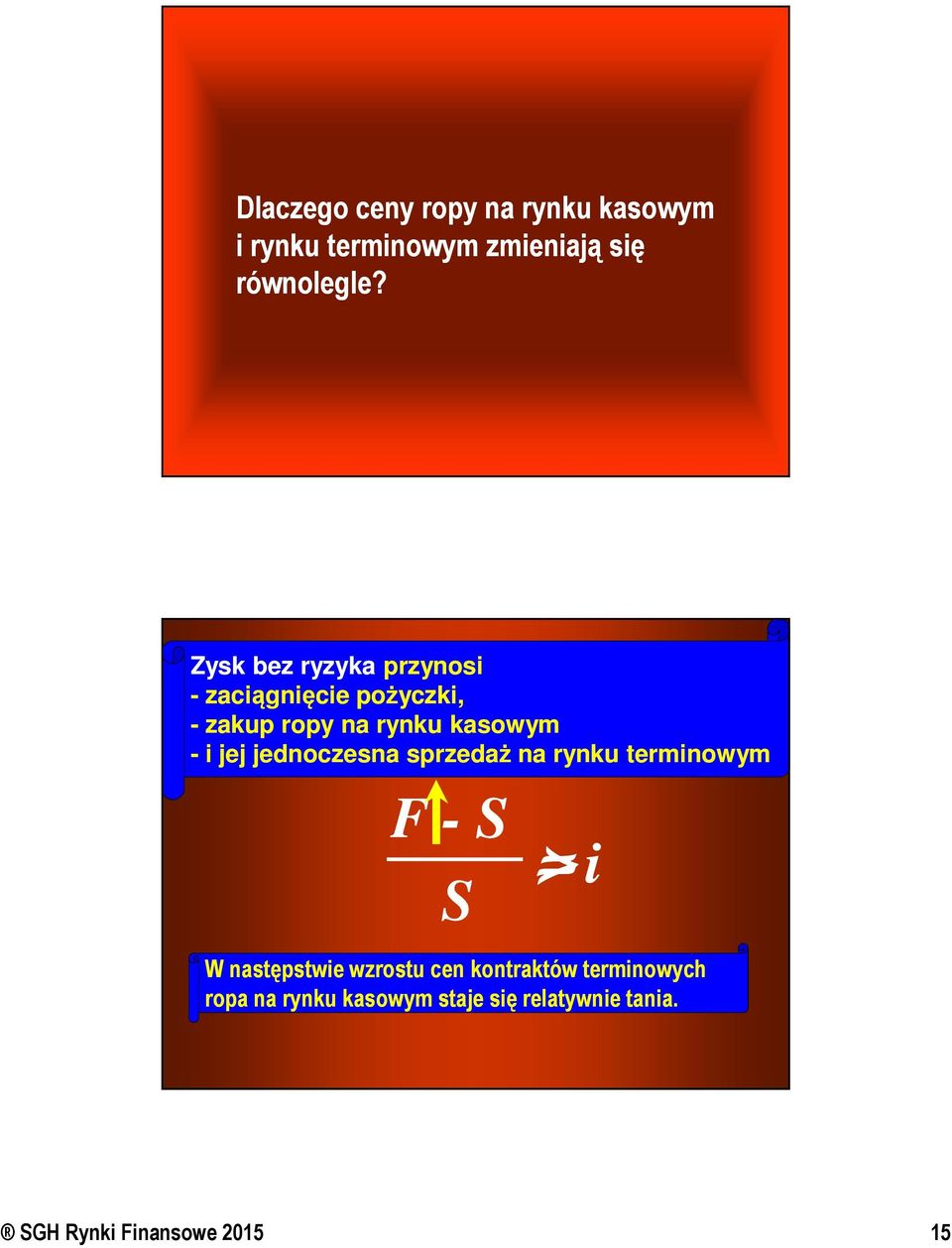 jej jednoczesna sprzedaż na rynku terminowym F - = > i W następstwie wzrostu cen