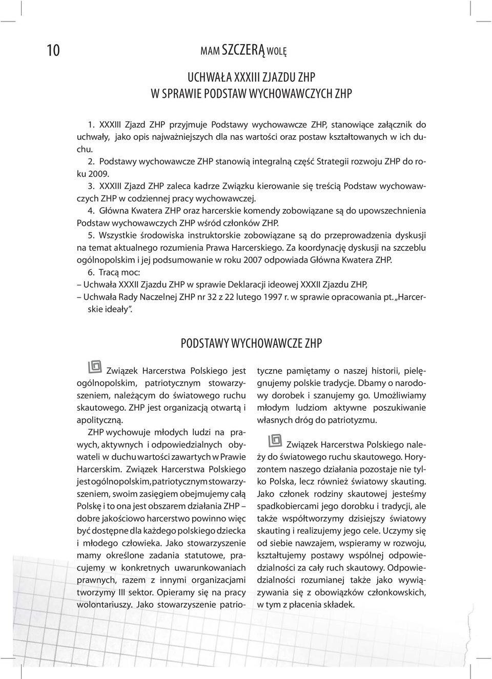 Podstawy wychowawcze ZHP stanowią integralną część Strategii rozwoju ZHP do roku 2009. 3.