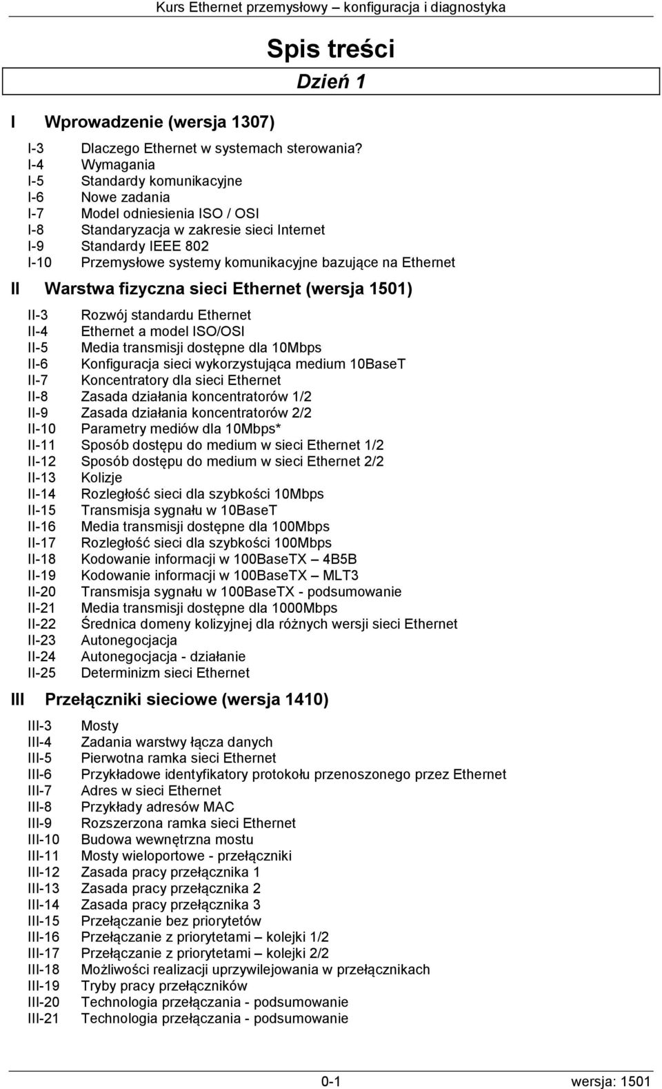 bazujące na Ethernet II Warstwa fizyczna sieci Ethernet (wersja 1501) II-3 Rozwój standardu Ethernet II-4 Ethernet a model ISO/OSI II-5 Media transmisji dostępne dla 10Mbps II-6 Konfiguracja sieci