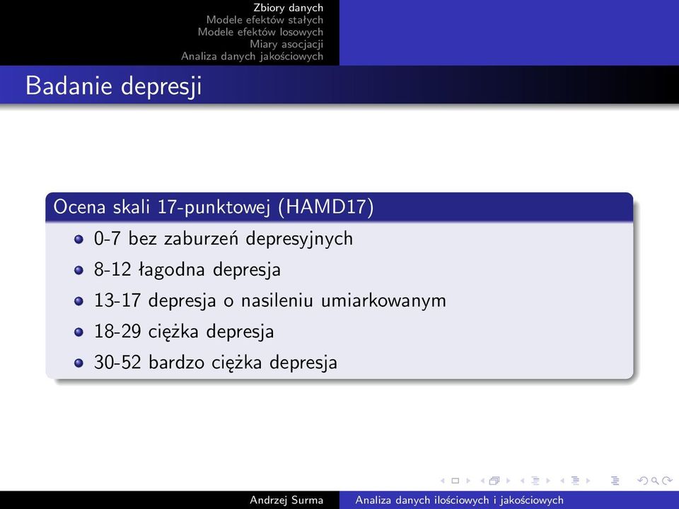 łagodna depresja 13-17 depresja o nasileniu