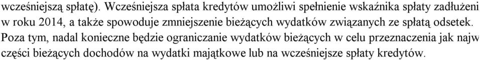 także spowoduje zmniejszenie bieżących wydatków związanych ze spłatą odsetek.