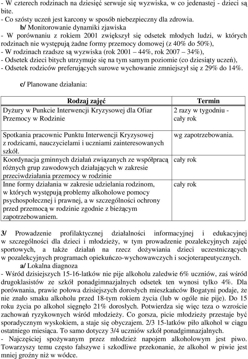 rzadsze są wyzwiska (rok 2001 44%, rok 2007 34%), - Odsetek dzieci bitych utrzymuje się na tym samym poziomie (co dziesiąty uczeń), - Odsetek rodziców preferujących surowe wychowanie zmniejszył się z