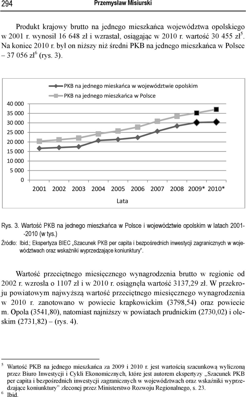 40 000 35 000 30 000 25 000 20 000 15 000 10 000 5 000 0 PKB na jednego mieskańca PKB na jednego mieszkańca w Polsce 2001 2002 2003 2004 2005 2006 2007 2008 2009* 2010* Lata Rys. 3. Wartość PKB na jednego mieszkańca w Polsce i województwie w latach 2001- -2010 (w tys.