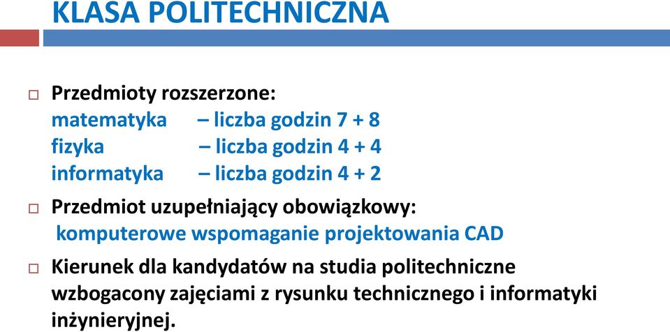 obowiązkowy: komputerowe wspomaganie projektowania CAD Kierunek dla kandydatów na