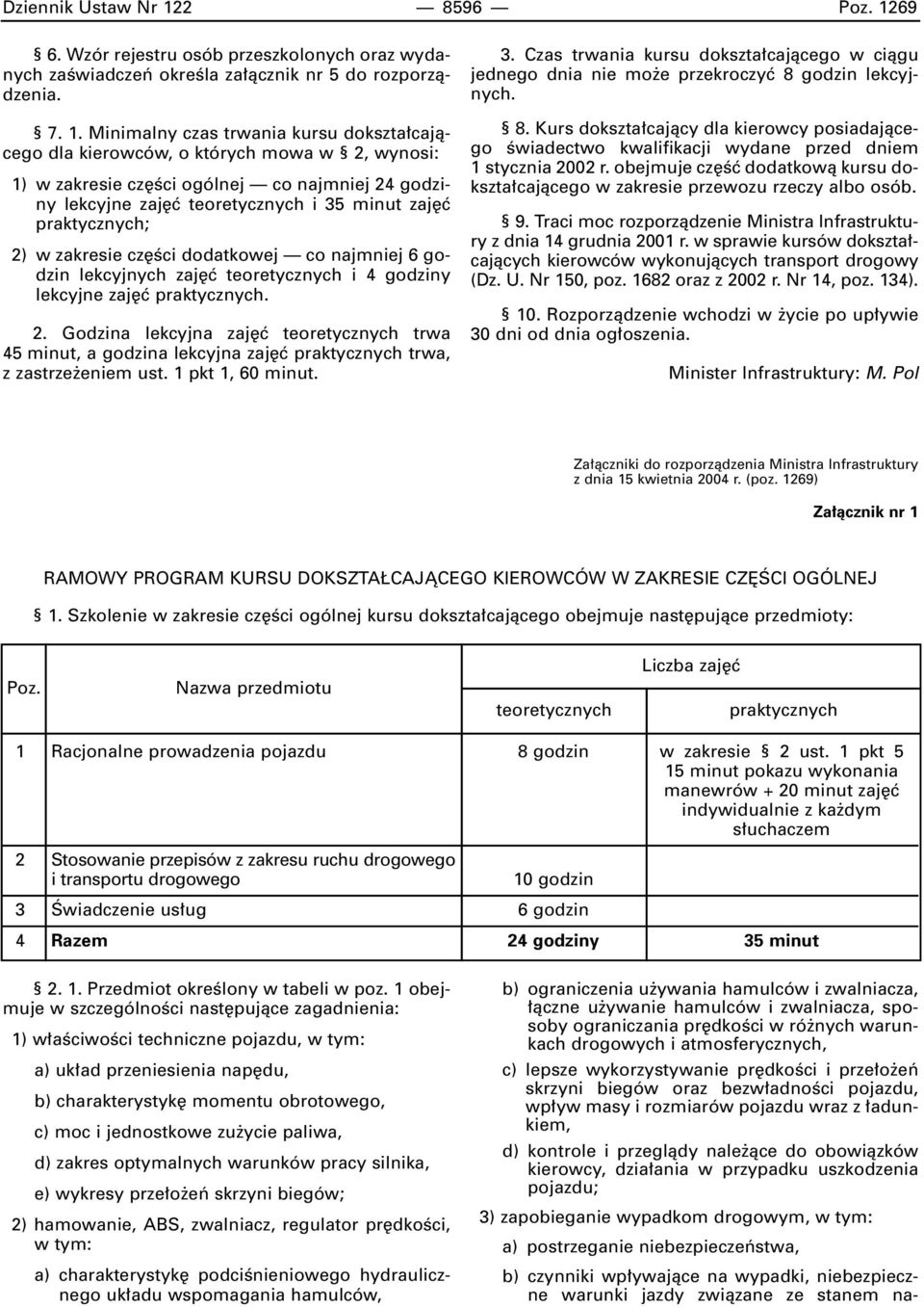 69 6. Wzór rejestru osób przeszkolonych oraz wydanych zaêwiadczeƒ okreêla za àcznik nr 5 do rozporzàdzenia. 7. 1.